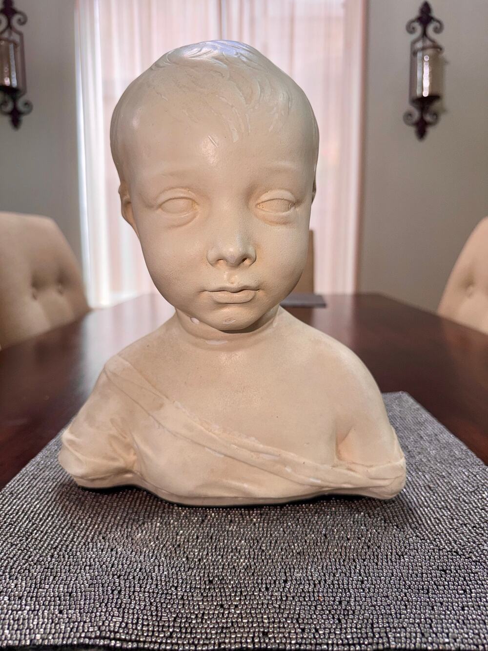 Vintage Austin Prod Style Child Bust Plaster Sculpture Desiderio da Settignano